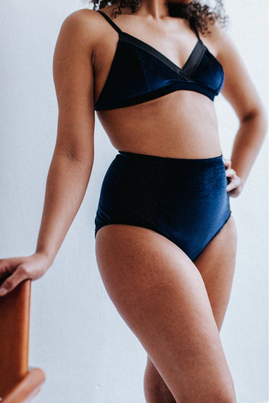 Ensemble lingerie bleu velours - ROYAL Superbe Paris