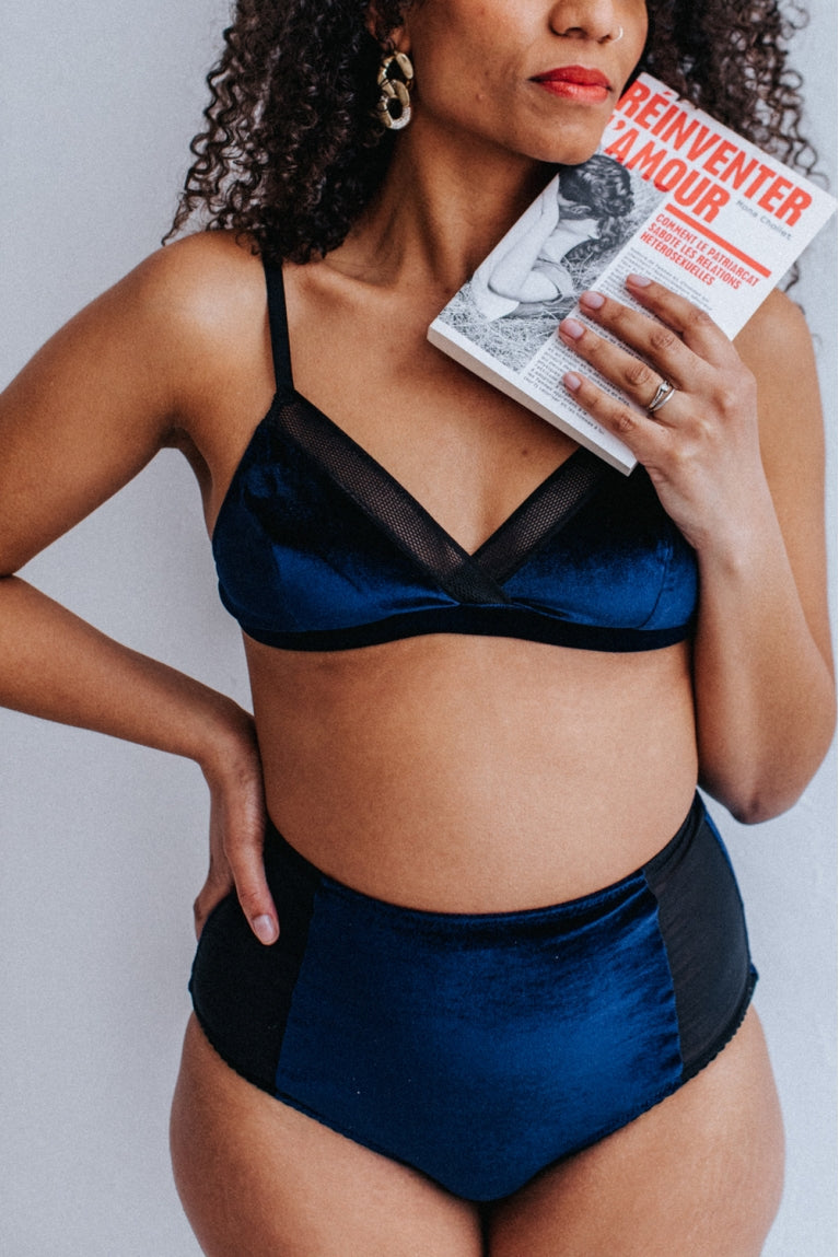 Ensemble lingerie bleu velours - ROYAL Superbe Paris