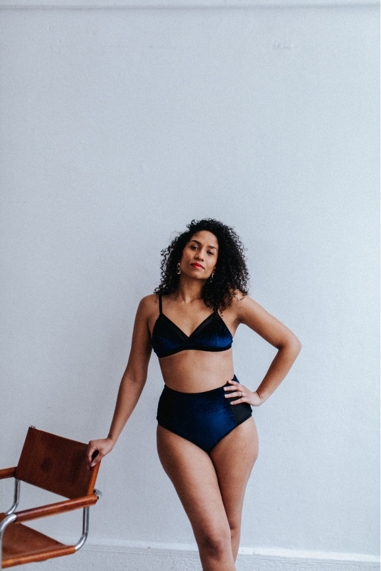 Ensemble lingerie bleu velours - ROYAL Superbe Paris
