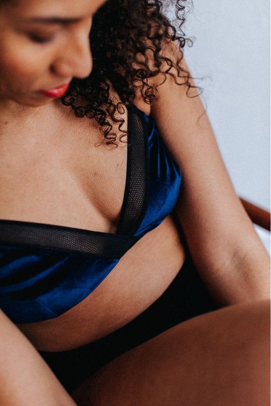 Ensemble lingerie bleu velours - ROYAL Superbe Paris